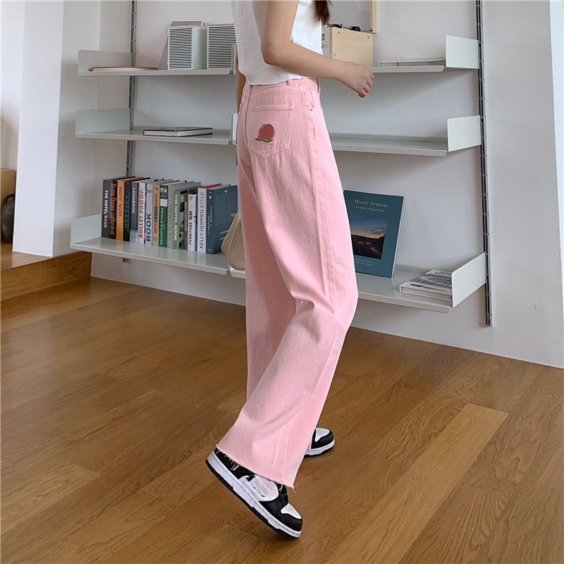 Korean Style Girls' Tie-dye T-shirt and Denim Wide-leg Pants Outfit –  SUNJIMISE Kids Fashion